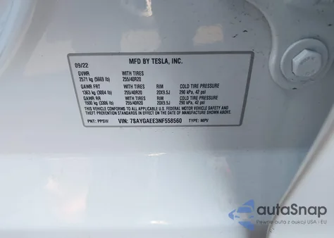 2022 Tesla Model Y Long Range Dual Motor All-Wheel Drive from USA, damaged, VIN 7SAYGAEE3NF558560